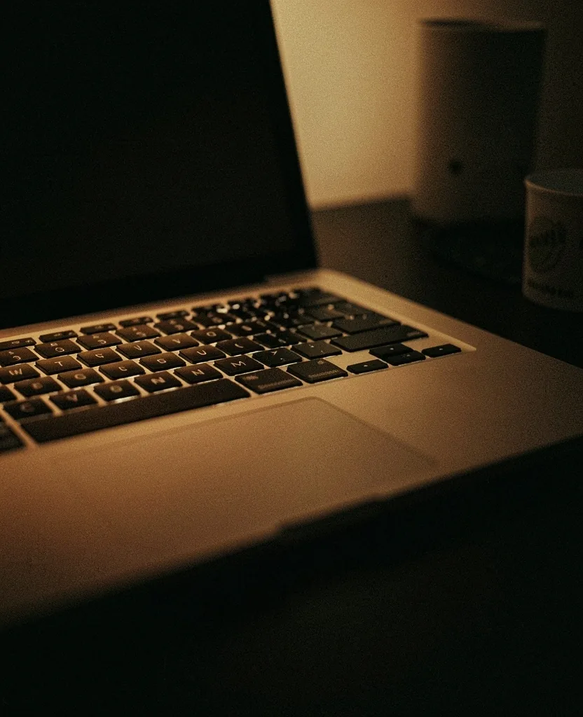 Laptop keyboard in low light