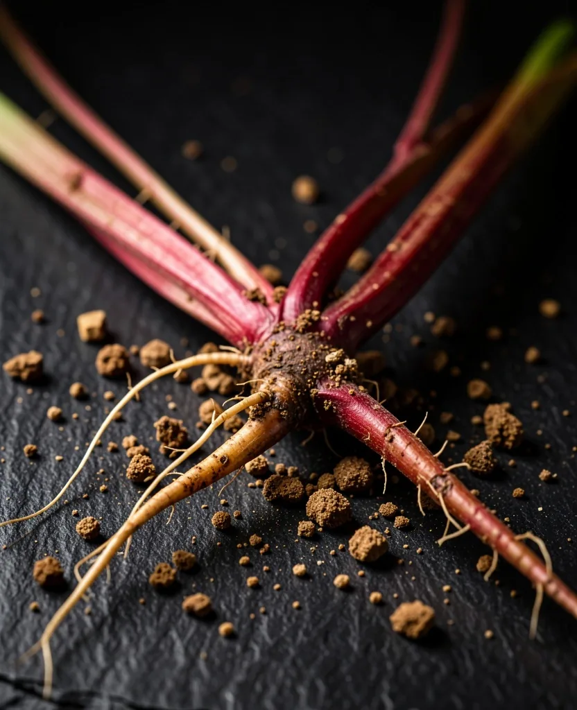 Rhodiola Rosea root photographed on a dark surface