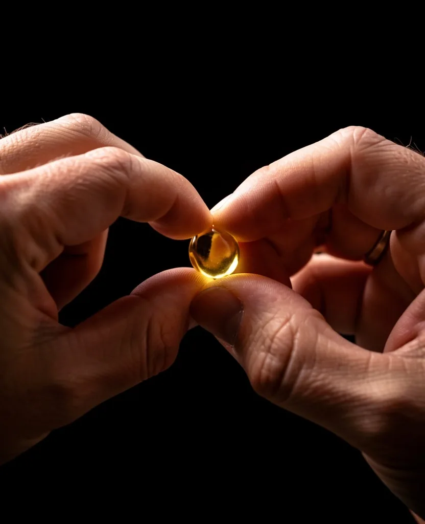 Hand holding supplement capsule